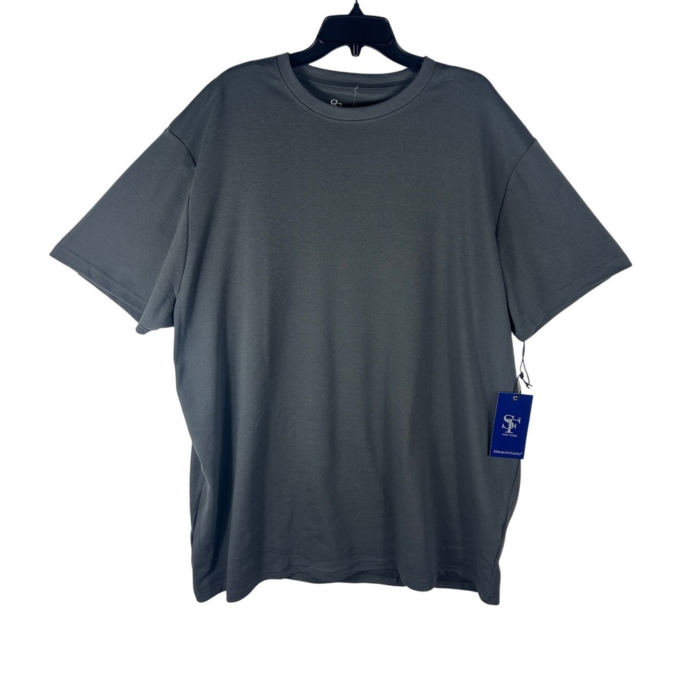 Straight Faded Mens Charcoal Grey T-Shirt 2XB Big‎ & Tall Crew Neck Solid NEW